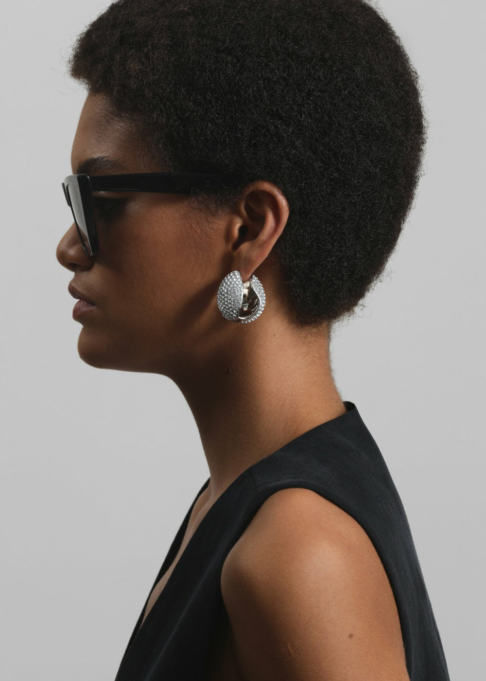 Coperni Crystal-Embellished Creole Logo Earrings - Silver