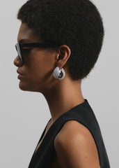 Coperni Crystal-Embellished Creole Logo Earrings - Silver