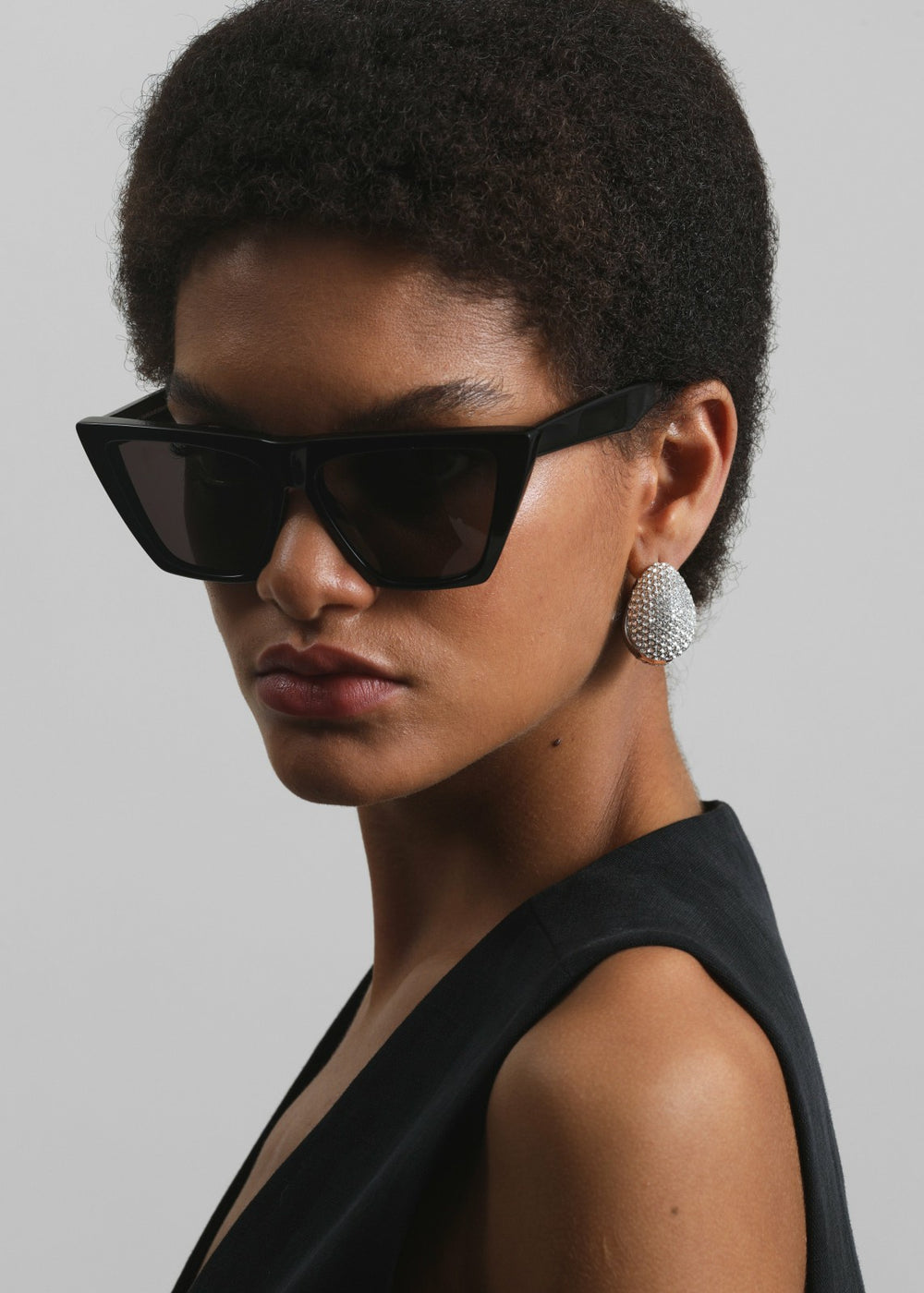 Coperni Crystal-Embellished Creole Logo Earrings - Silver