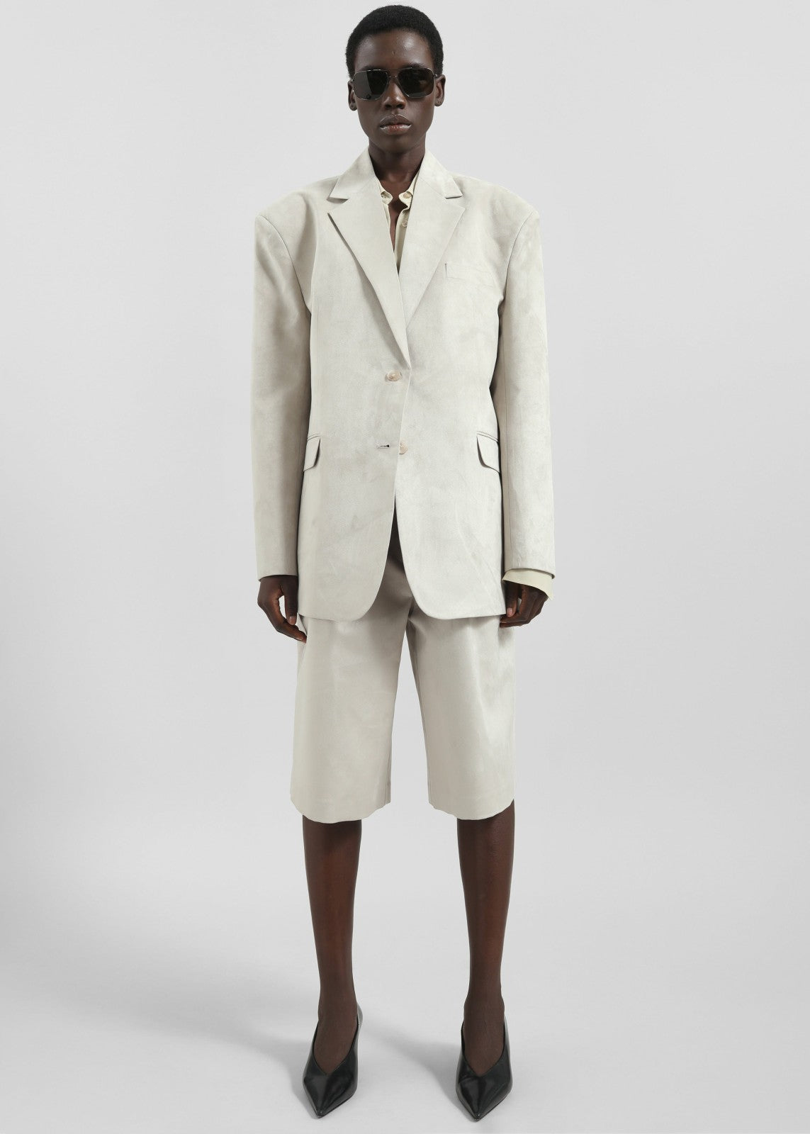 Edale Faux Suede Blazer - Light Beige