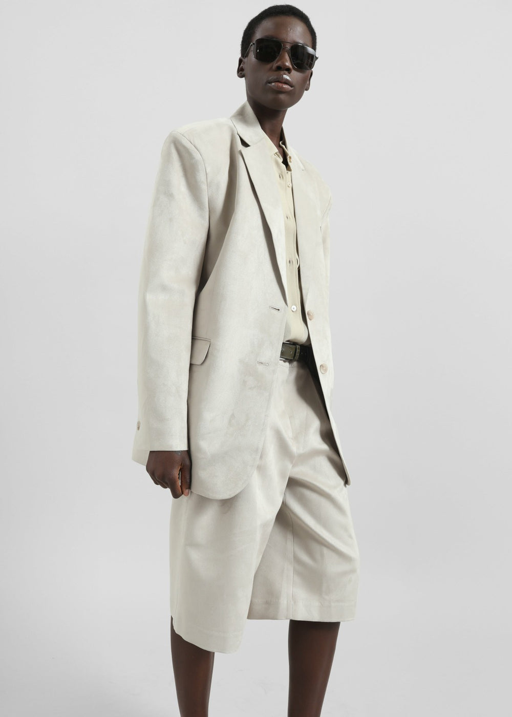 Edale Faux Suede Blazer - Light Beige