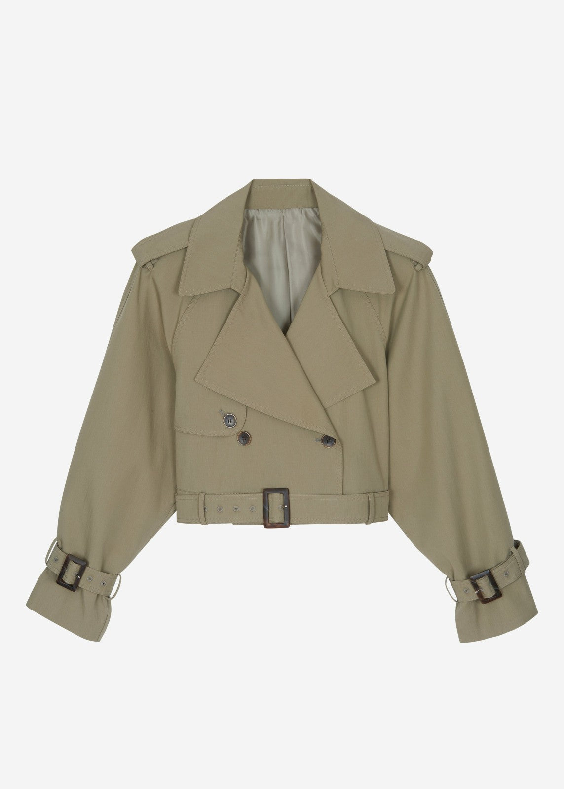 Disley Cropped Trench - Pale Olive
