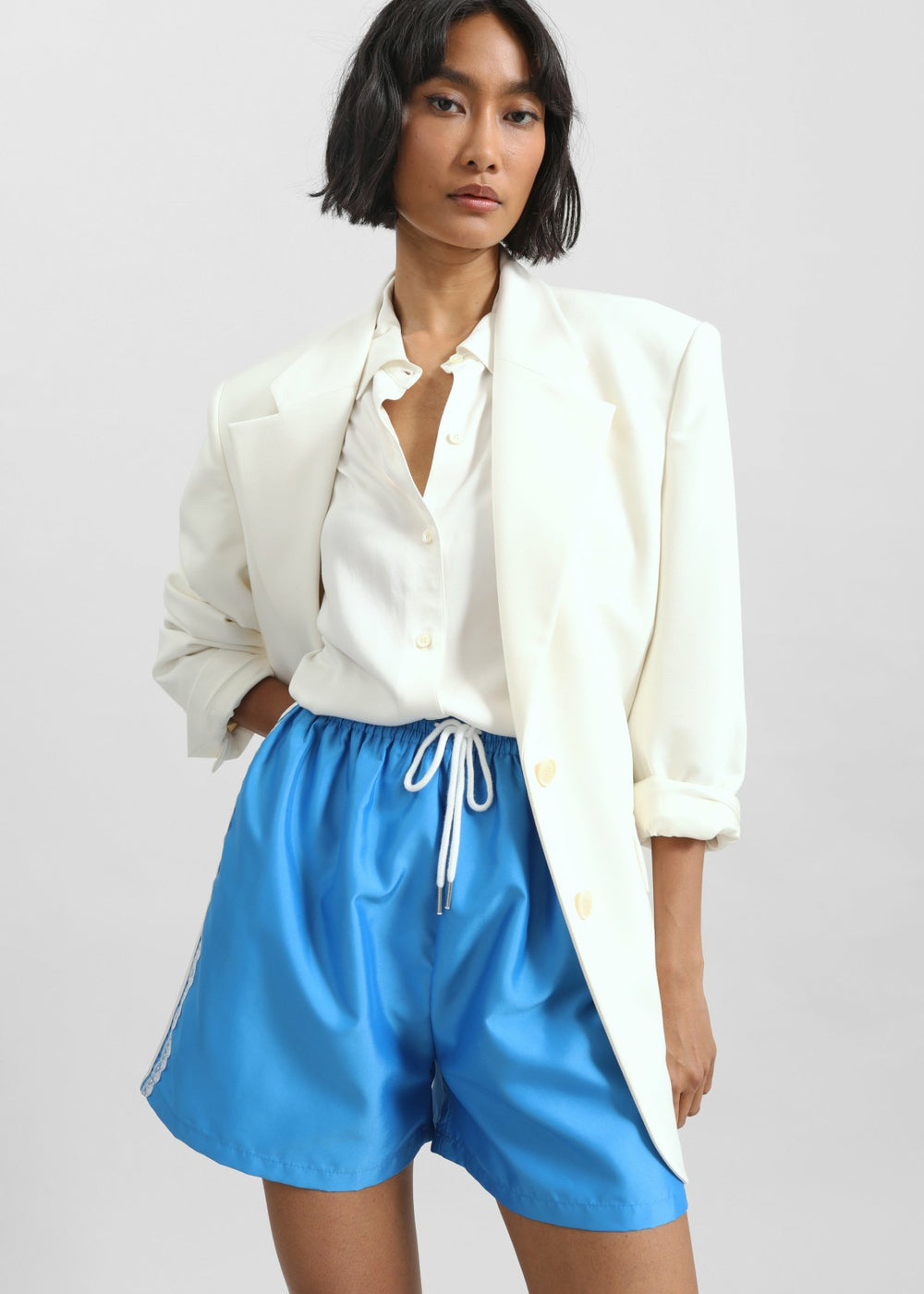 Bastia Lace Lined Shorts - Blue