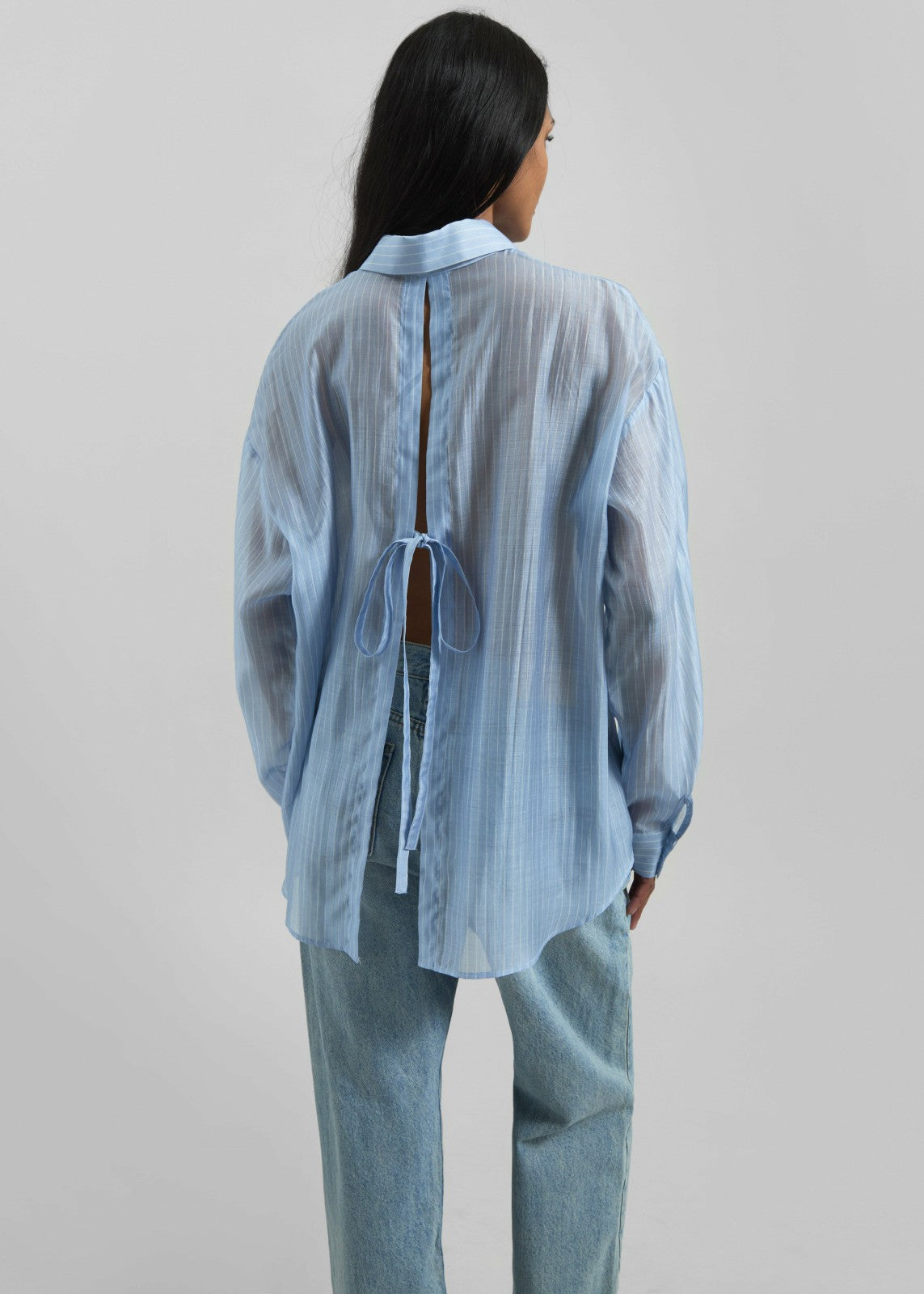 Kesin Open Back Shirt - Blue/White Stripe