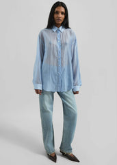Kesin Open Back Shirt - Blue/White Stripe