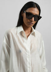 Kesin Open Back Shirt - White/Grey Stripe
