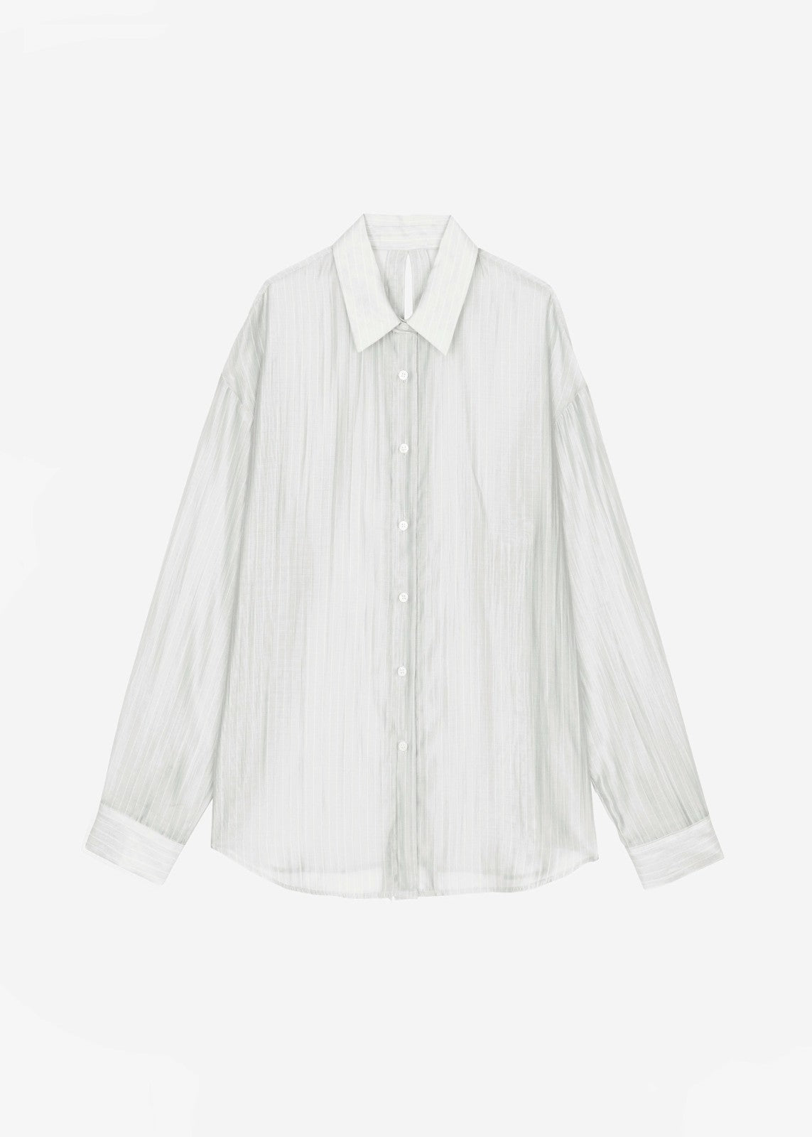 Kesin Open Back Shirt - White/Grey Stripe