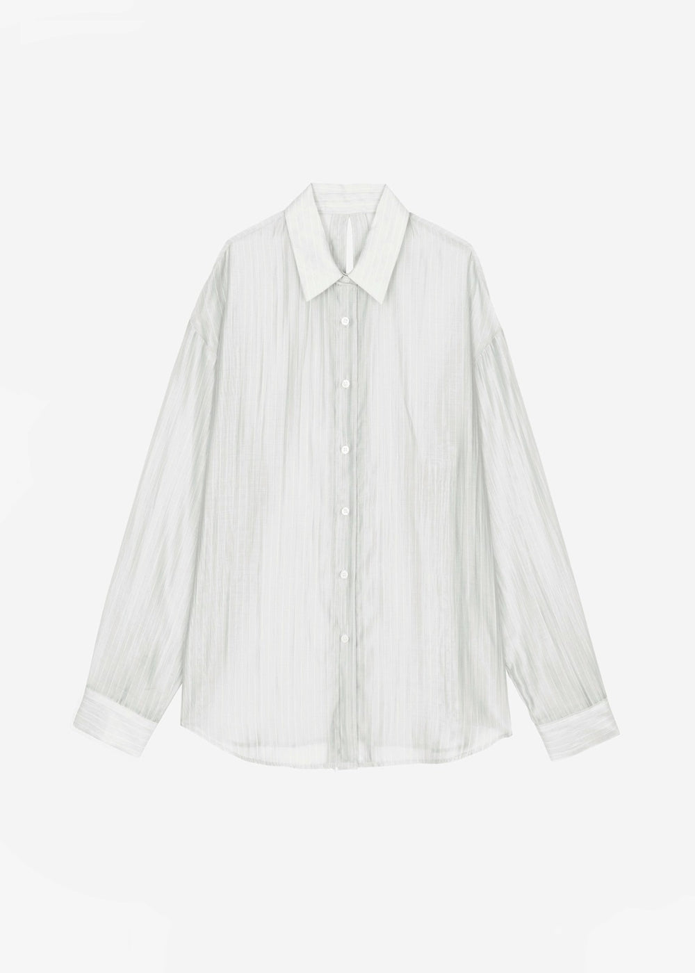 Kesin Open Back Shirt - White/Grey Stripe