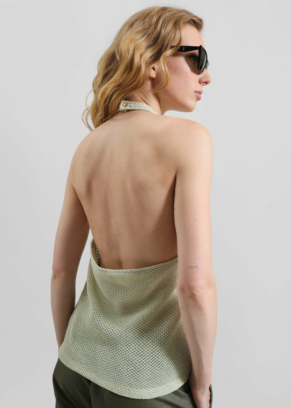 Lunel Knit Halter Top - Pale Green