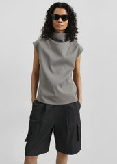 Mijas Mock Neck Top - Grey