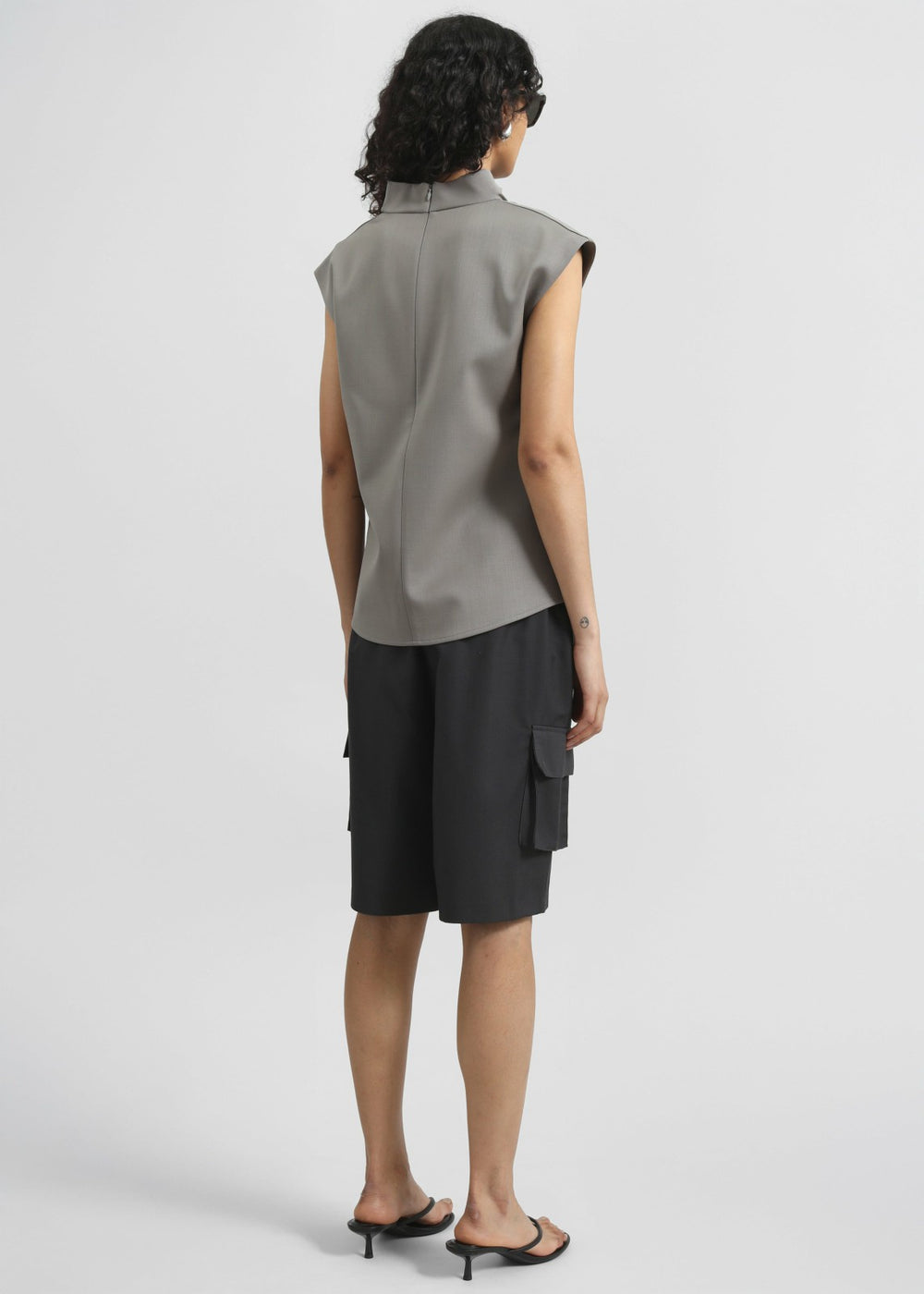 Mijas Mock Neck Top - Grey