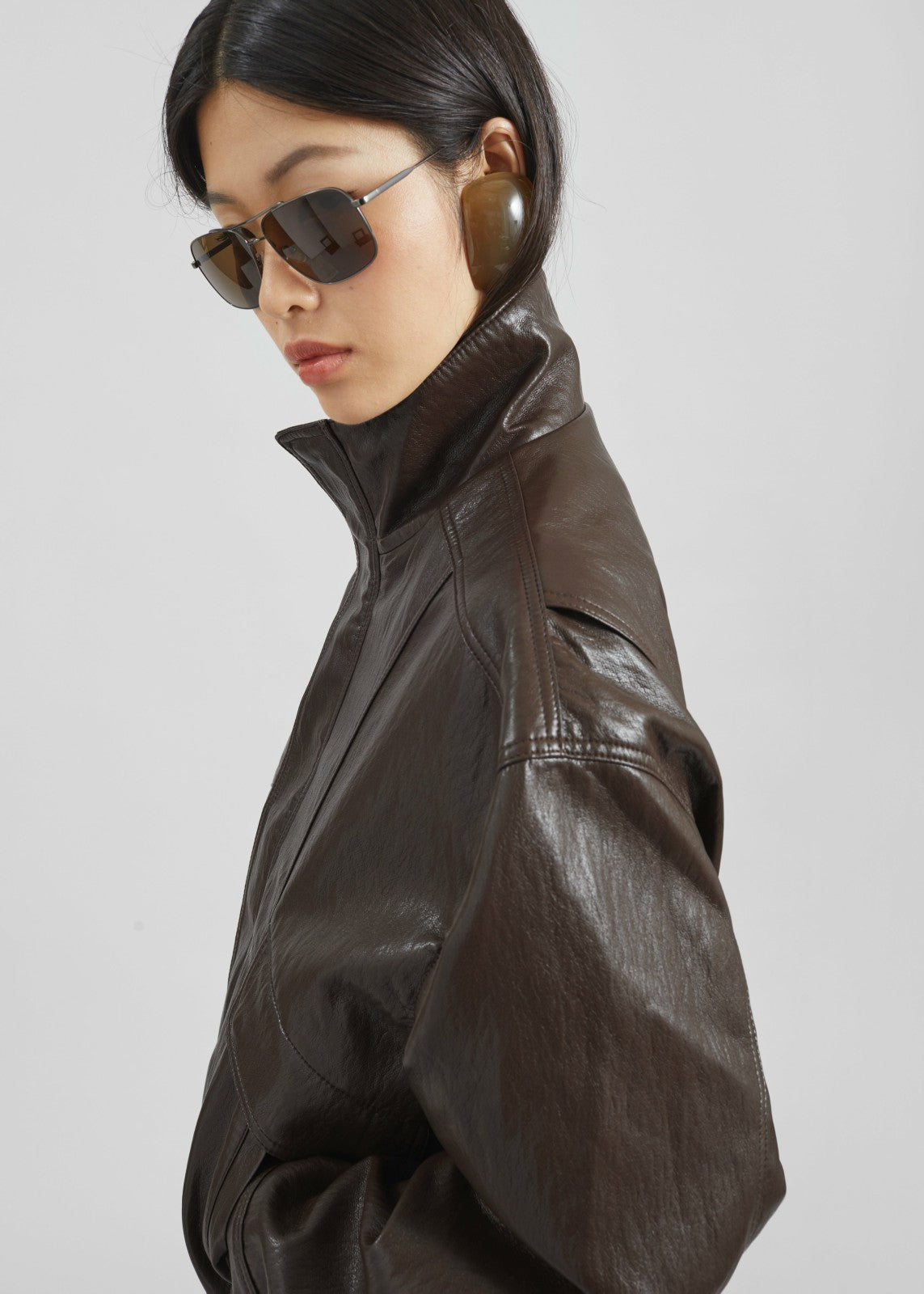 Burland Faux Leather Jacket - Brown
