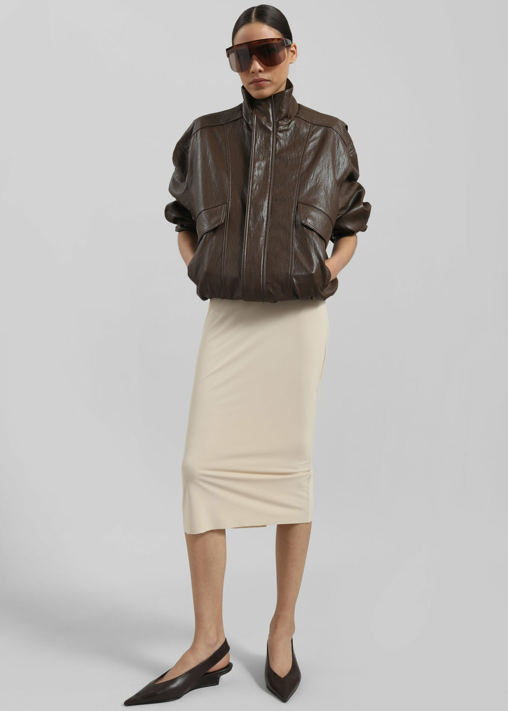 Burland Faux Leather Jacket - Brown
