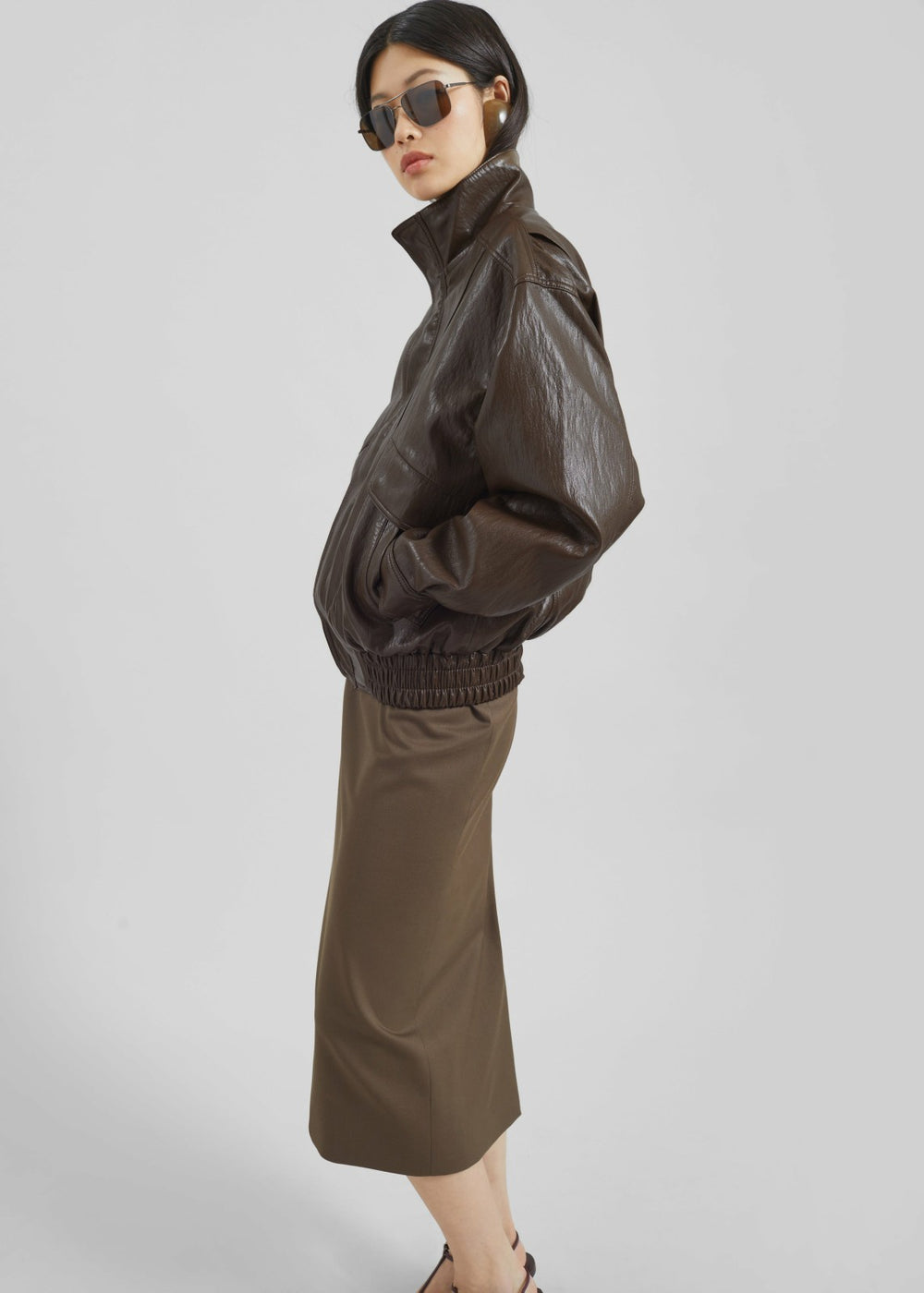 Burland Faux Leather Jacket - Brown