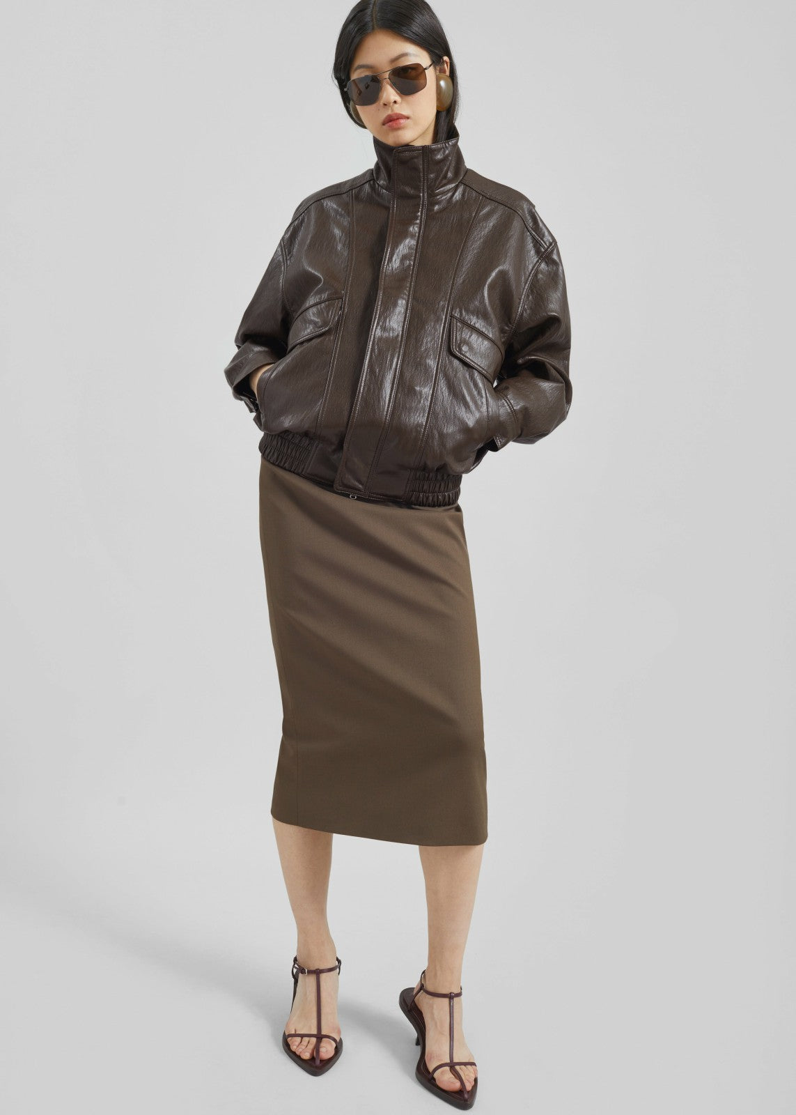 Burland Faux Leather Jacket - Brown