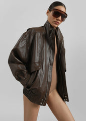 Burland Faux Leather Jacket - Brown