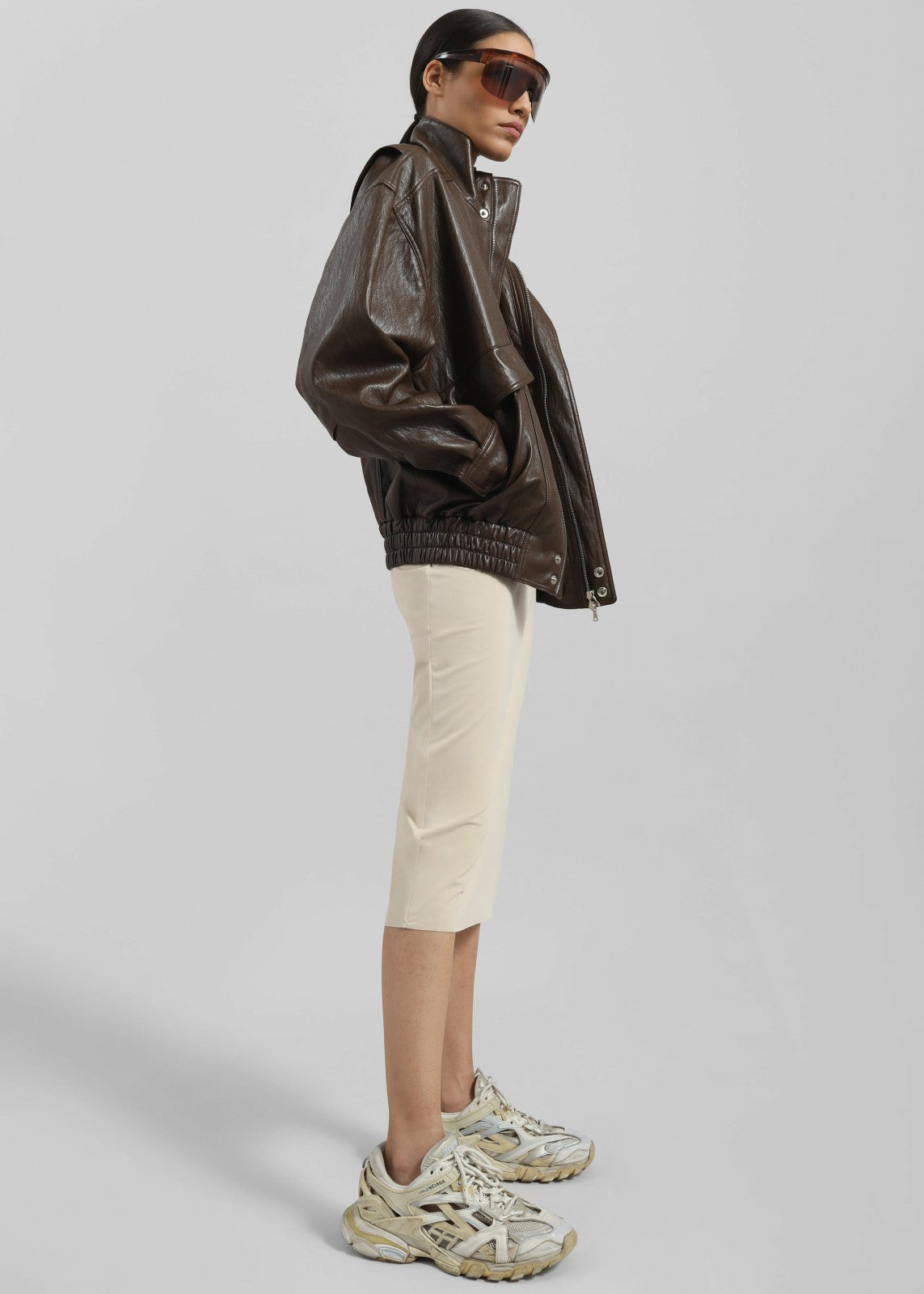 Burland Faux Leather Jacket - Brown