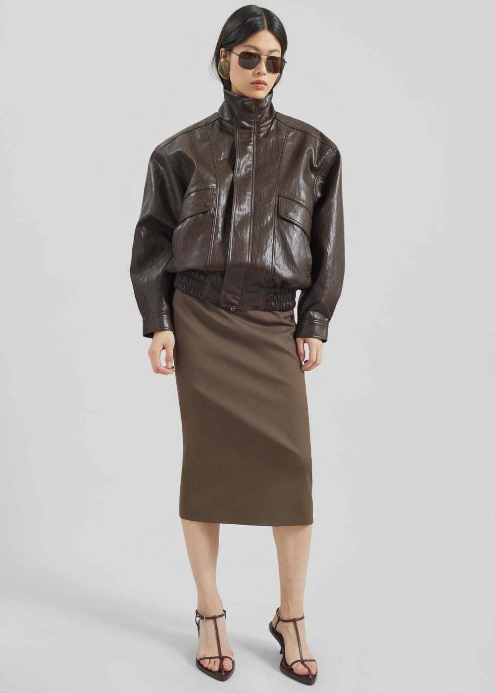 Burland Faux Leather Jacket - Brown