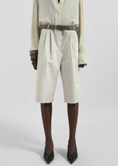 Edale Faux Suede Bermuda Shorts - Light Beige