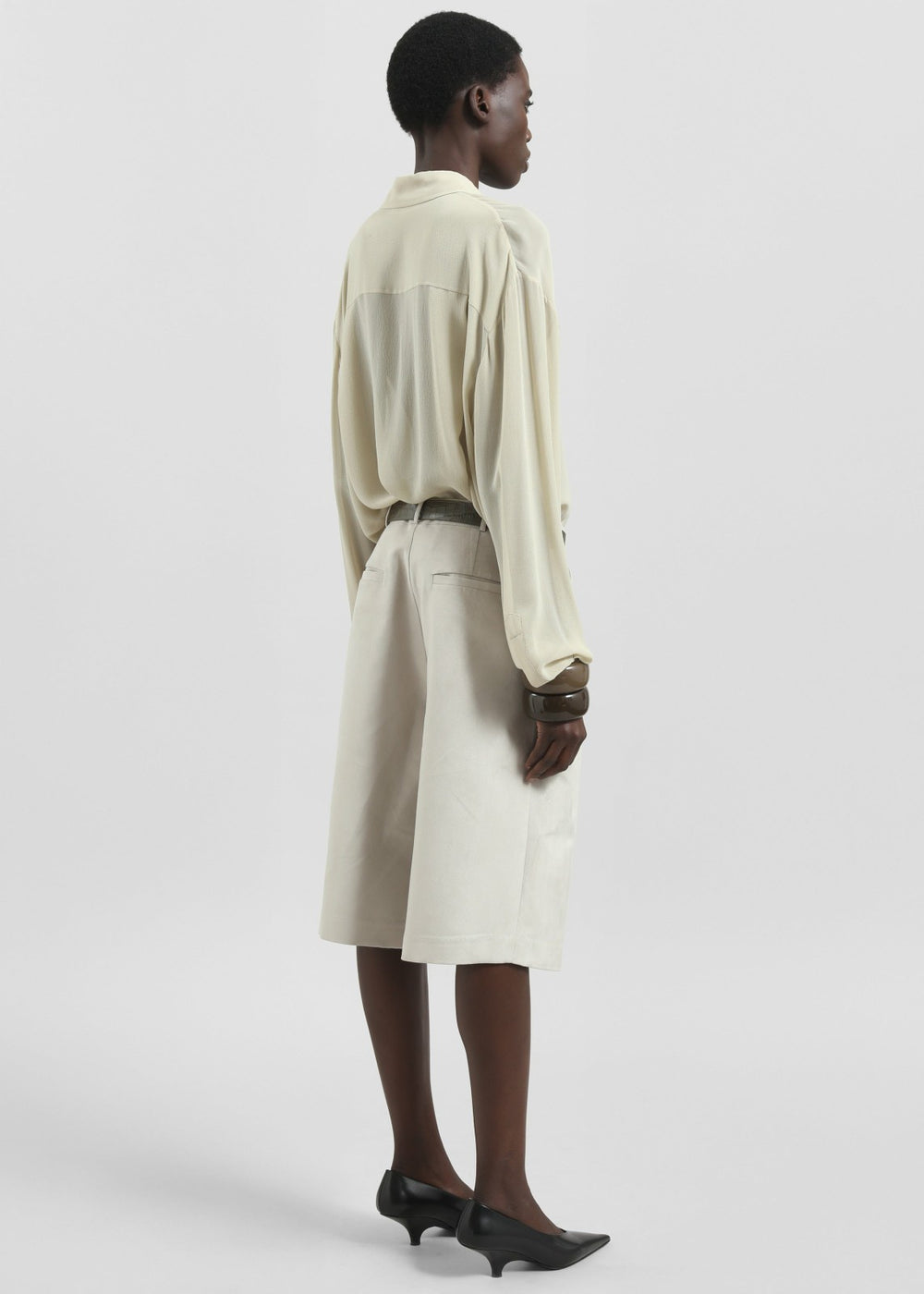 Edale Faux Suede Bermuda Shorts - Light Beige