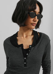Orlen Fine Knit Top - Black/White Stripe