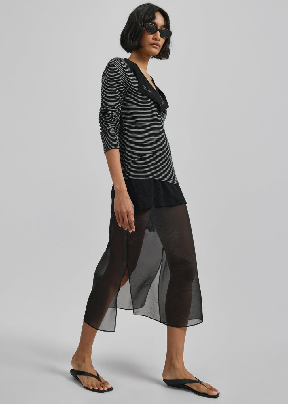Orlen Fine Knit Top - Black/White Stripe