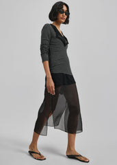 Orlen Fine Knit Top - Black/White Stripe