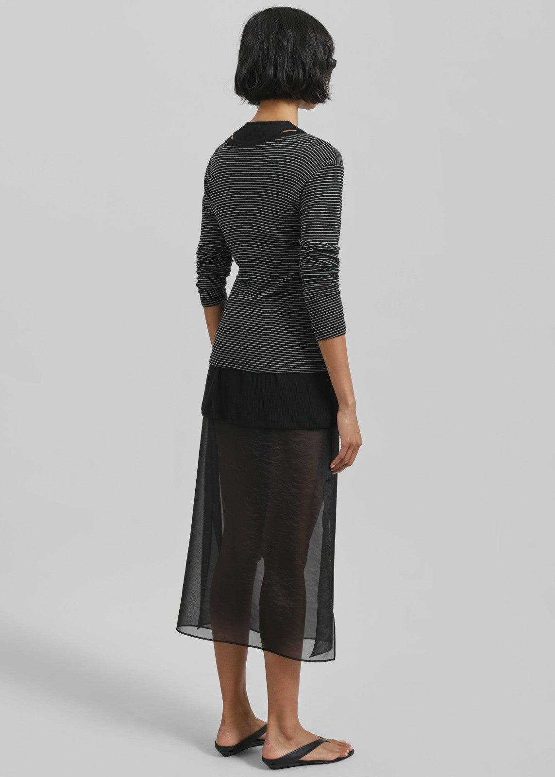 Orlen Fine Knit Top - Black/White Stripe