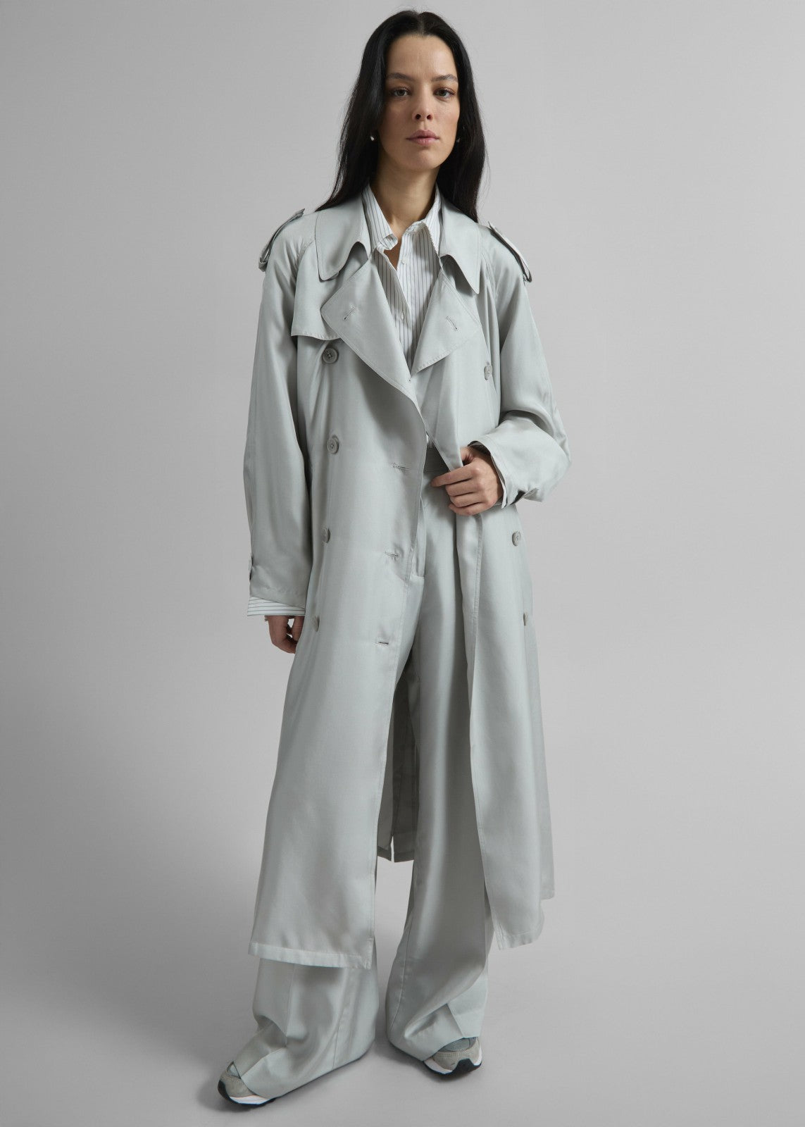 Veyron Silk Trench - Grey
