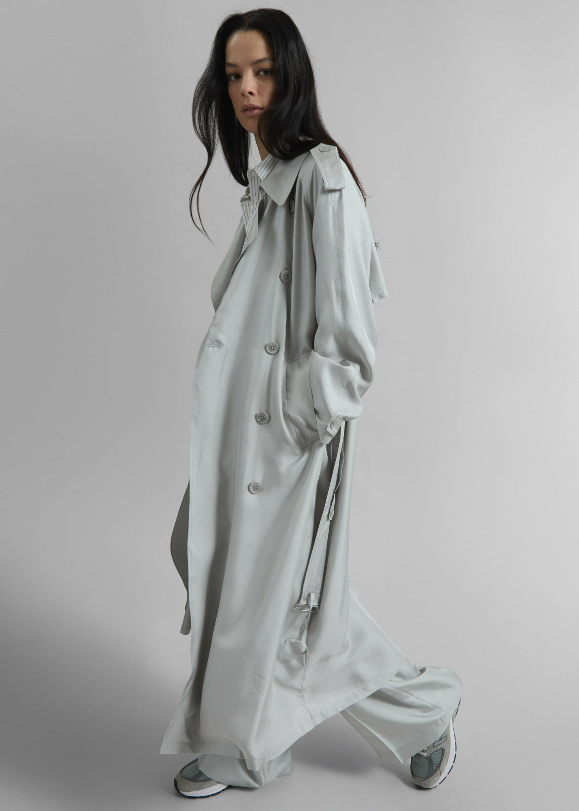 Veyron Silk Trench - Grey