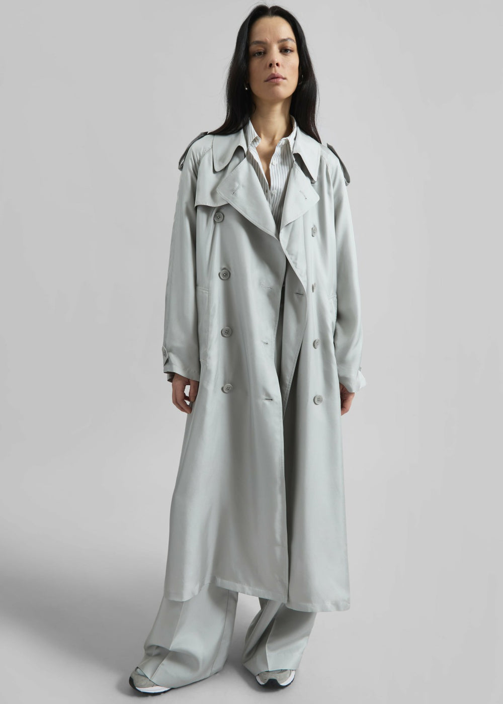 Veyron Silk Trench - Grey
