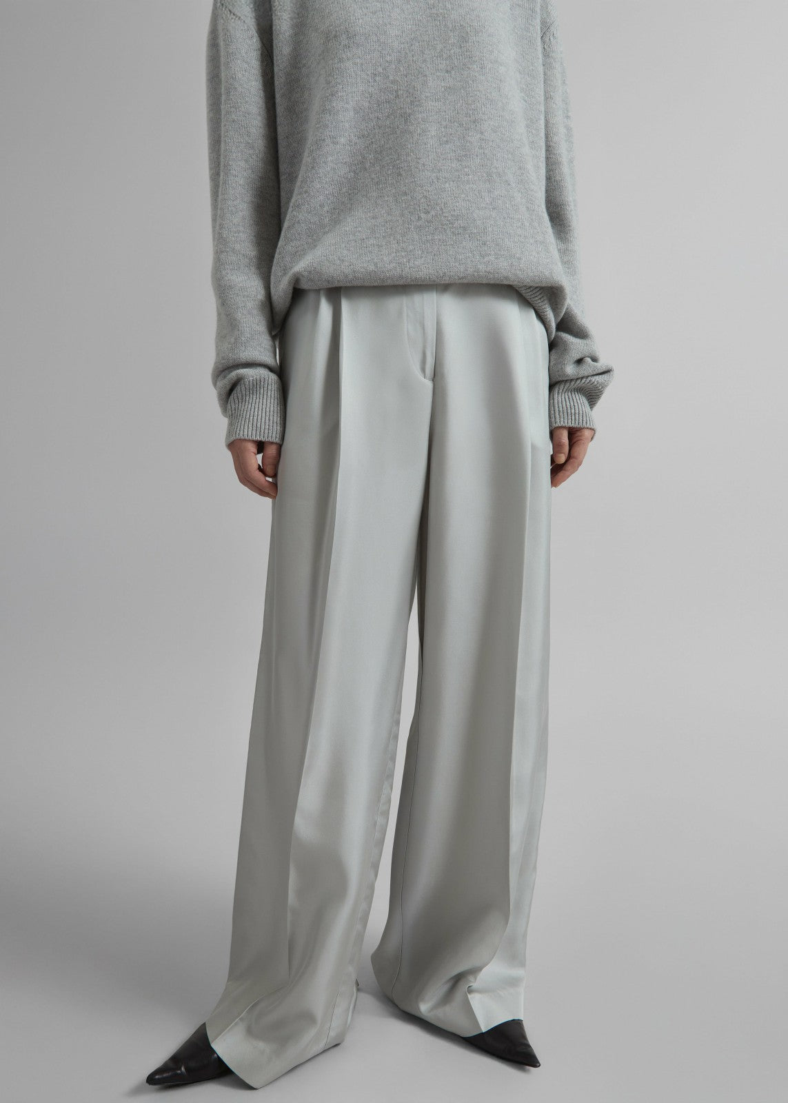 Marfa Pleated Silk Trousers - Grey