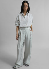 Marfa Pleated Silk Trousers - Grey