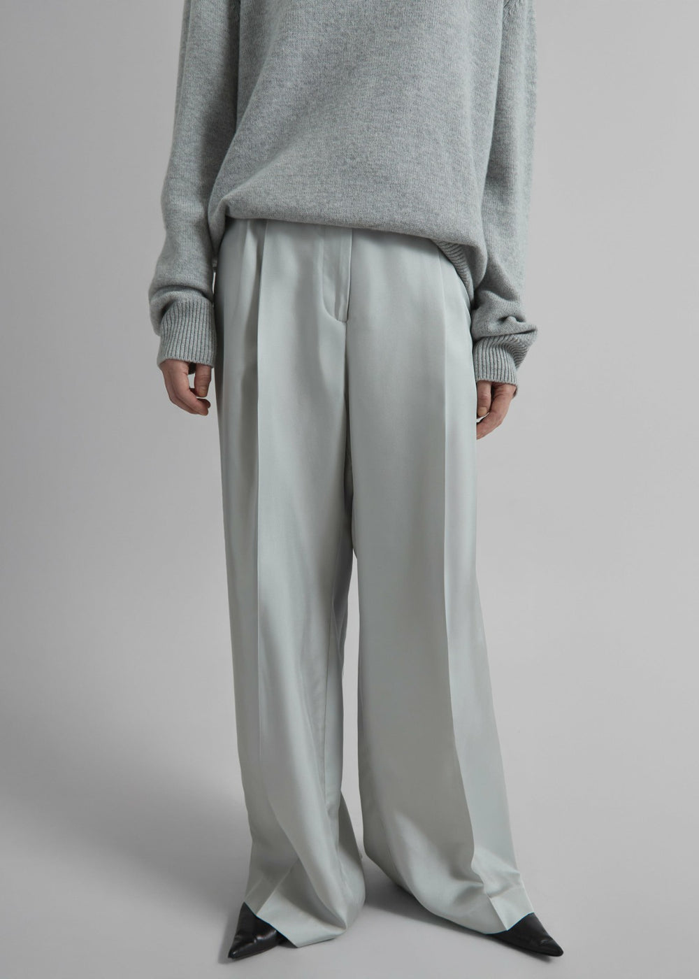 Marfa Pleated Silk Trousers - Grey
