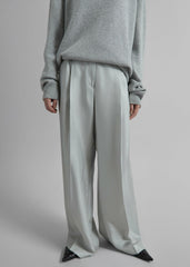 Marfa Pleated Silk Trousers - Grey