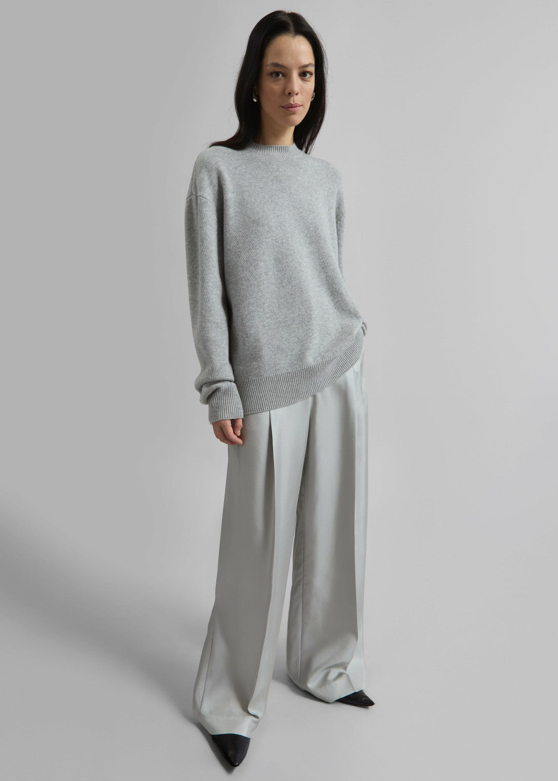 Marfa Pleated Silk Trousers - Grey