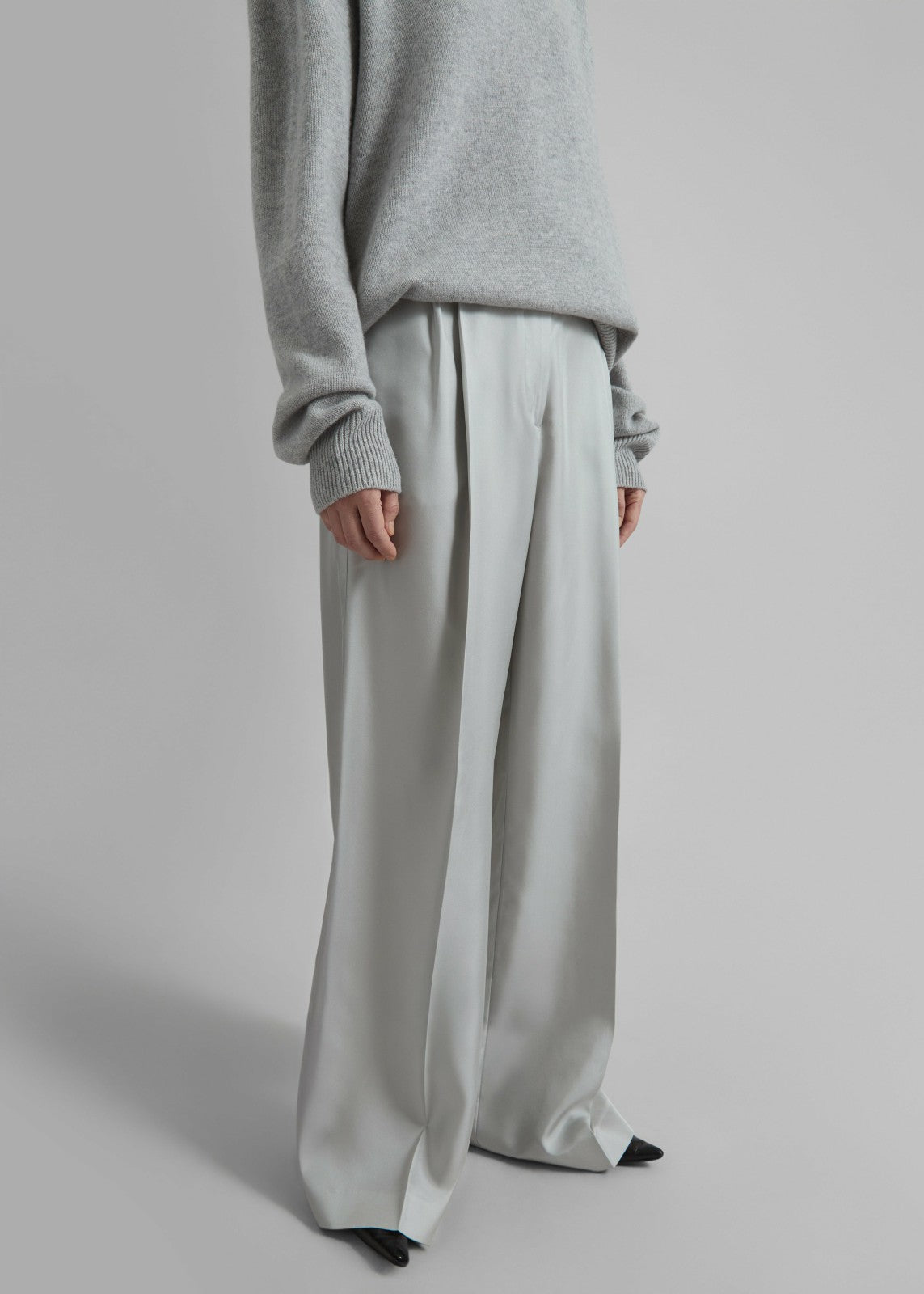Marfa Pleated Silk Trousers - Grey