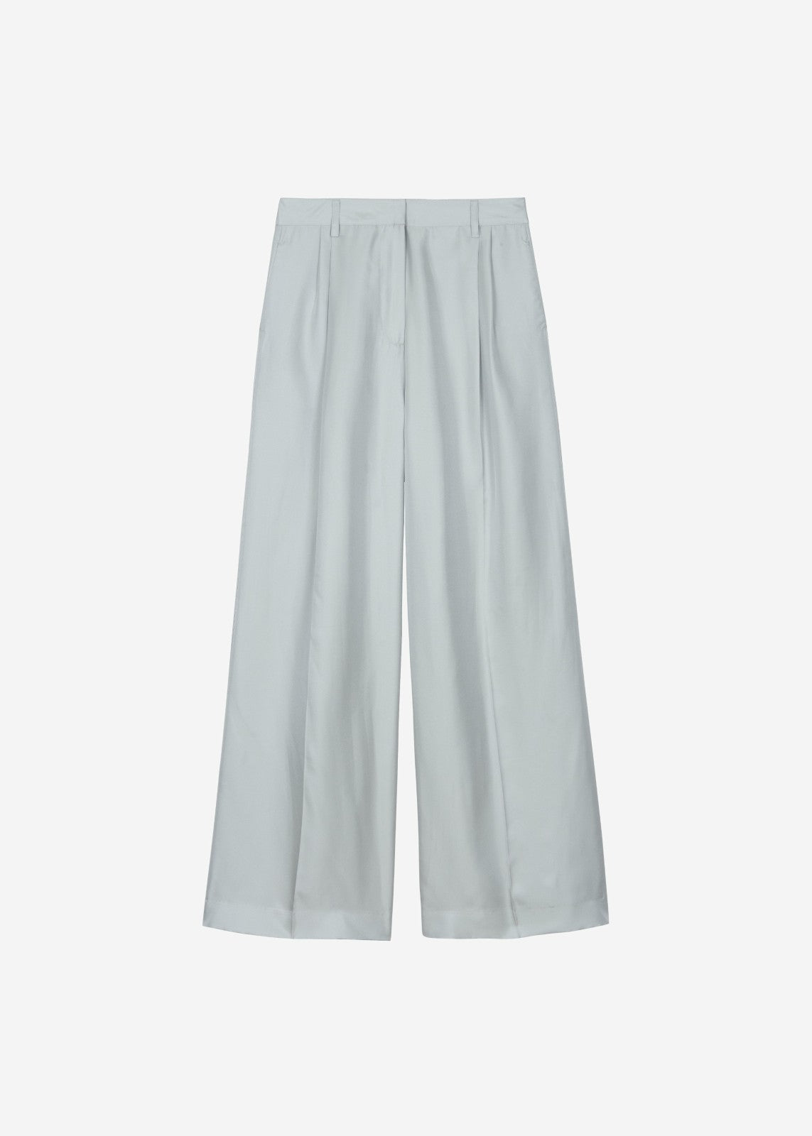 Marfa Pleated Silk Trousers - Grey