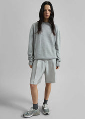 Marfa Pleated Silk Bermuda Shorts - Grey