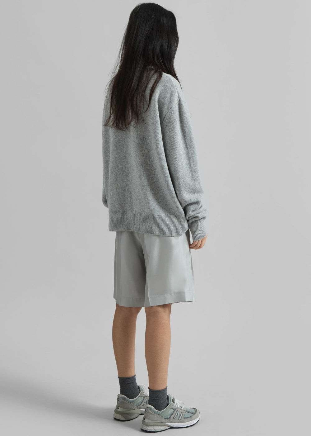 Marfa Pleated Silk Bermuda Shorts - Grey