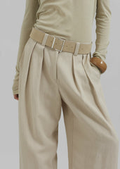 Daytona Pleated Linen Trousers - Cement