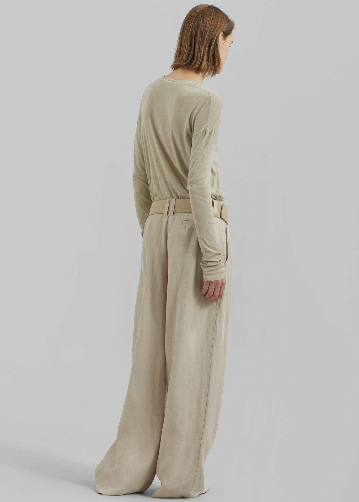 Daytona Pleated Linen Trousers - Cement