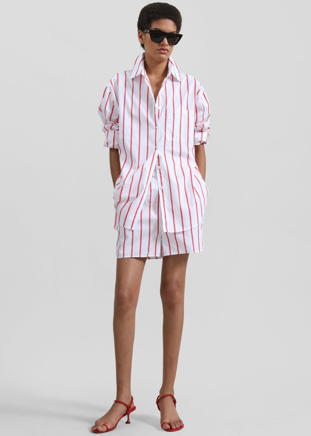 Lui Striped Cotton Boxer Shorts - White/Red Stripe