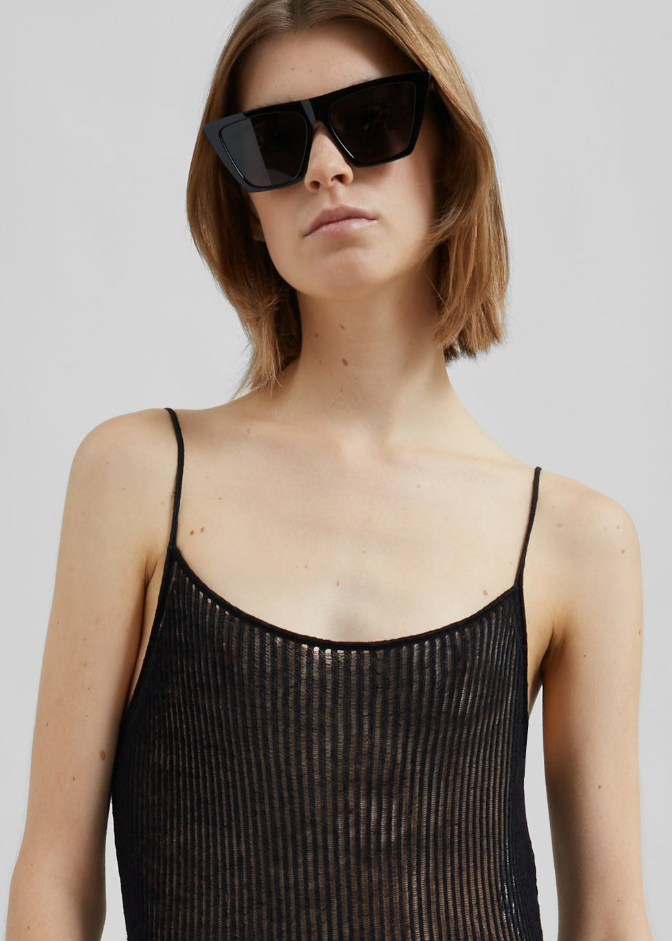 Sienna Semi Sheer Ribbed Dress - Black