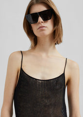 Sienna Semi Sheer Ribbed Dress - Black