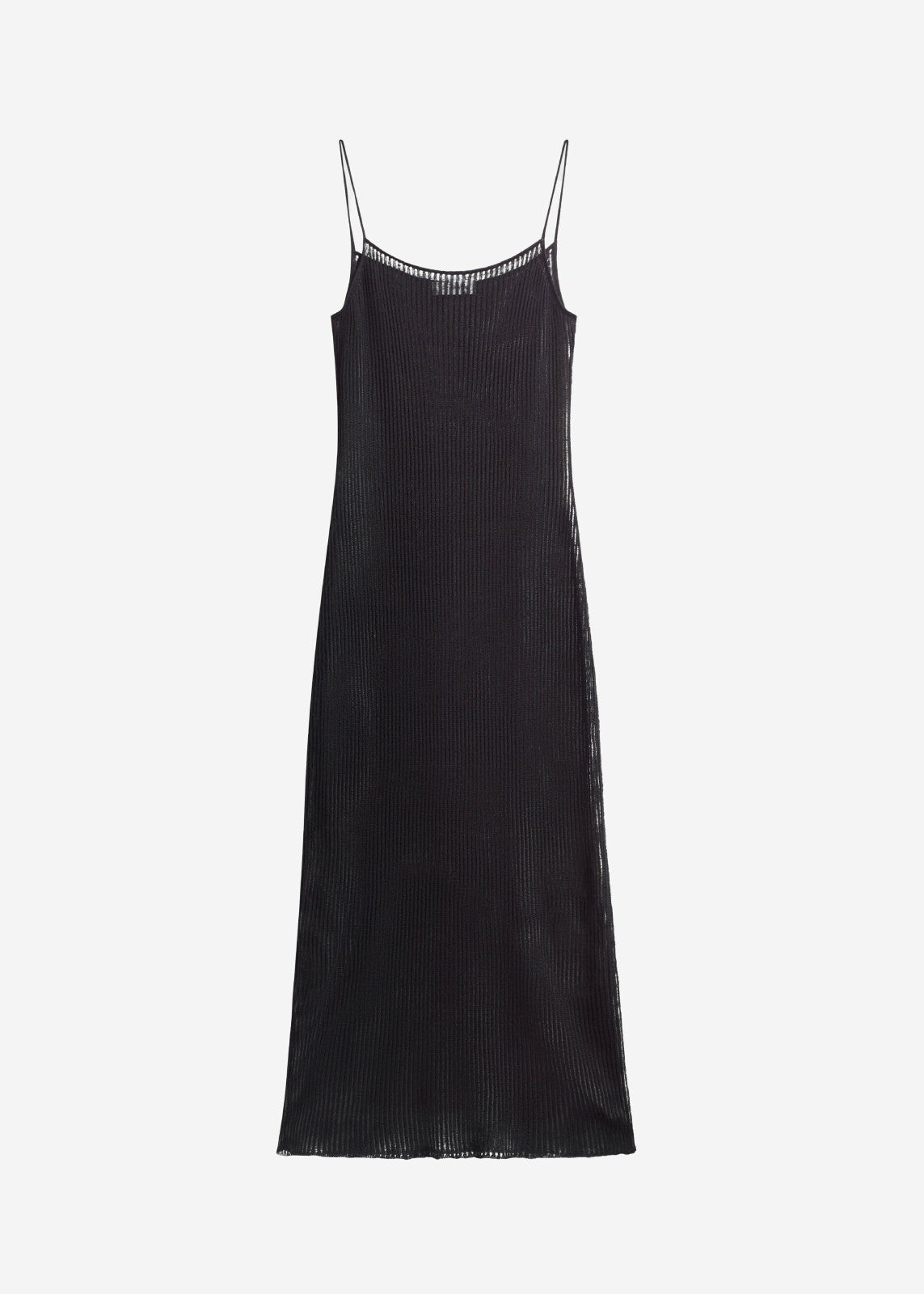 Sienna Semi Sheer Ribbed Dress - Black