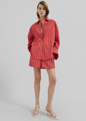 Lui Striped Cotton Shirt - Red/White Stripe