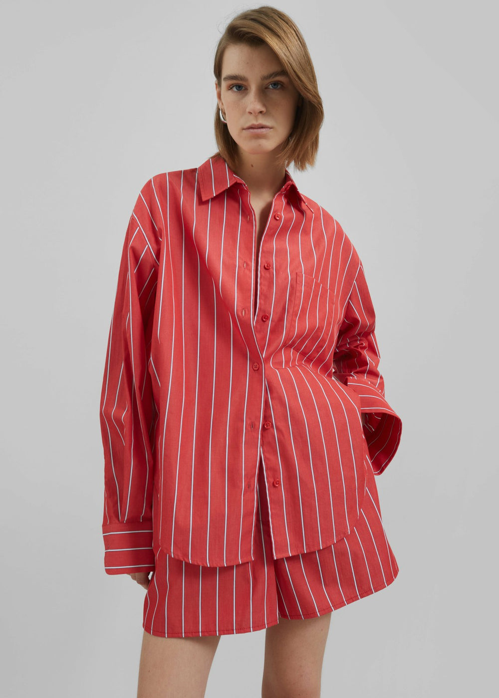 Lui Striped Cotton Shirt - Red/White Stripe
