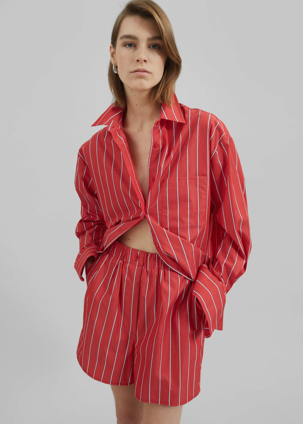 Lui Striped Cotton Shirt - Red/White Stripe