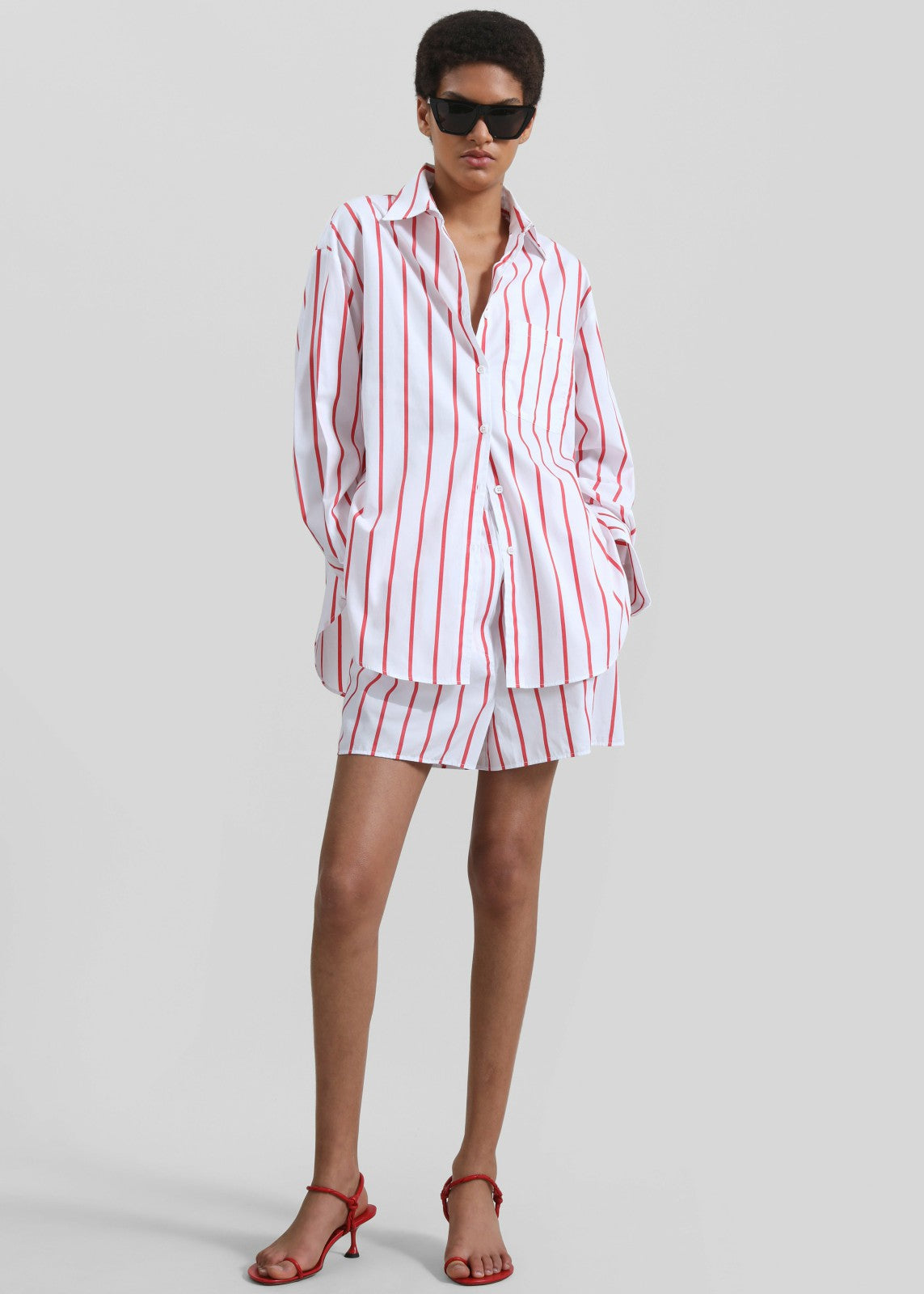 Lui Striped Cotton Shirt - White/Red Stripe